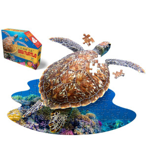 Madd Capp Lil Sea Turtle 100 Piece Jigsaw Puzzle For Ages 5 4007 Unique Animalshaped Border Poster Size When Completed