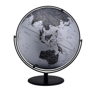 205 Tall Black And Silver Globe With 3D Mountain Landscape