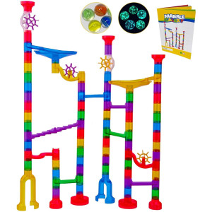 Marble Run Super Set 138 Complete Pieces Marble Run For Kids 48 Toddlers Toy Marble Maze Track Game Fun Glow In Dark