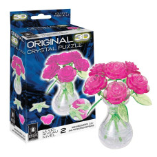 Bepuzzled Roses In Vase Original 3D Crystal Puzzle Ages 12 And Up Pink