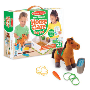 Melissa Doug Feed Groom Horse Care Play Set With Plush Stuffed Animal 23 Pcs Pretend Play Horse Plush Toys For Girls And