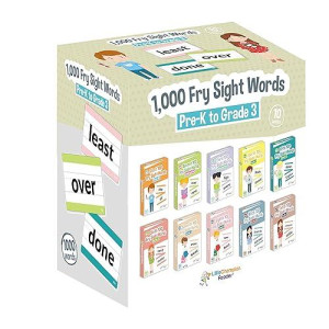 Little Champion Reader 1,000 Sight Fry Dolch Word-List Flashcards In 10-Pack Bundle Set, Pre-K To 3Rd Grade, Teaches 1,000 Dolch Fry High-Frequency Sight Words