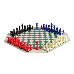 Four Player Chess Set Combination Single Weighted Regulation Colored Chess Pieces Four Player Vinyl Chess Board