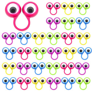 Frienda 30 Pieces Eye Finger Puppets Eye On Rings Googly Eyeball Ring Party Favor Toys For Kids 5 Colors Small Size