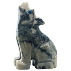 Nelson Creations Llc Wolf Sitting Natural Soapstone Handcarved Animal Charm Totem Stone Carving Figurine 15 Inch