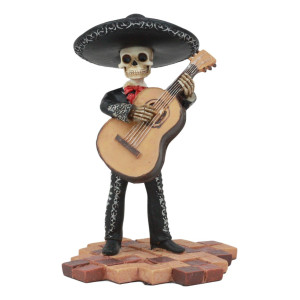 Ebros Traditional Charro Outfit Black Mariachi Band Musical Instrument Player Skeleton Figurine Day Of The Dead Folk Musician Di