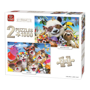 King 5216 Animal Collection 2 In 1 Jigsaw Puzzles Selfies 2 X 1000Piece Puzzle 68 X 49 Cm