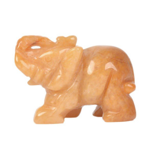 Justinstones Gemstone Elephant Yellow Jade Crystal Animal Totem Spirit Stone Figurine 2 Inch