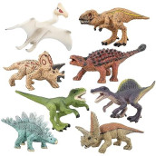 Toymany 8Pcs Realistic Mini Dinosaurs Figures, Detailed Textures Dino Figurines Cake Topper Toy Set, Easter Eggs Christmas Birthday Gift For Kids Children Toddlers