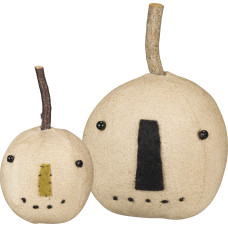 Primitives By Kathy Rustic Stitched Pumpkin Head Set White