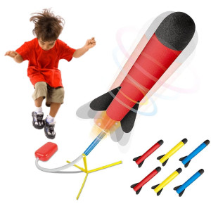 Play22 Toy Rocket Launcher For Kids Shoots Up To 100 Feet Play Launch Rocket Includes 6 Foam Rockets 3 Colors Best Birthda