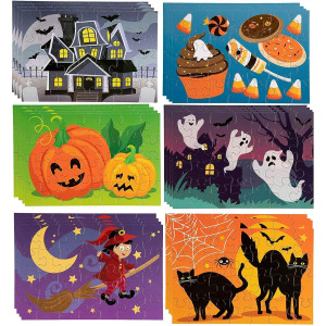 36 Sheets Halloween Puzzles 28Piece Small Jigsaw Puzzle For Family Spooky Party Favor Toy Gifts 55 X 8 In 6 Designs