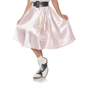 Underwraps Satin Poodle Skirt - Pink A 1950'S Inspired Style Satin Elastic Waist Skirt With Embroidered Poodle Patch