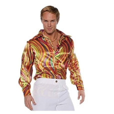 Underwraps Men'S Retro Disco Costume Shirt-Multicolor Swirls, Orange, X-Large