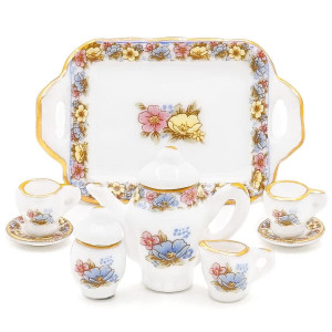 Odoria 112 Miniature Porcelain Tea Set 8Pcs Dollhouse Decoration Accessories