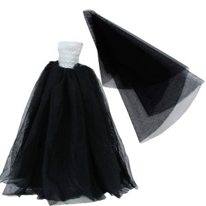 Bjdbus 115 Inch Girl Doll Clothes Black White Trailing Dinner Party Gown With Long Veil