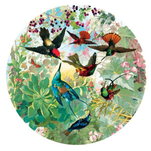 Eeboo Piece And Love Hummingbirds 500 Piece Round Circle Jigsaw Puzzle Puzzle For Adults And Families Glossy Sturdy Pieces A