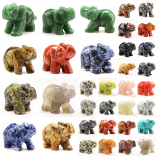 4Pcs Mixed Elephant Gemstone Figurines Hand Carved Pocket Statue Healing Crystals Good Luck For Home Decor 15 Inches