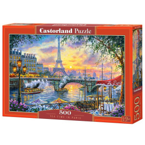 Castorland 500 Piece Jigsaw Puzzle Tea Time In Paris France Colorful Eiffel Tower And Caf Puzzle Paris Art Puzzle Adult