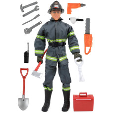 Click N Play Cnp30633 Search Rescue Firefighter 12 Action Figure Play Set With Accessories 12 Inches