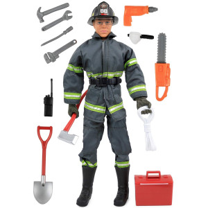 Click N Play Cnp30633 Search Rescue Firefighter 12 Action Figure Play Set With Accessories 12 Inches