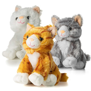 Prextex Cat Stuffed Animals For Girls Boys Three 10Inch Stuffed Cat Plush Realistic Kitten Plushie Toy For Kids