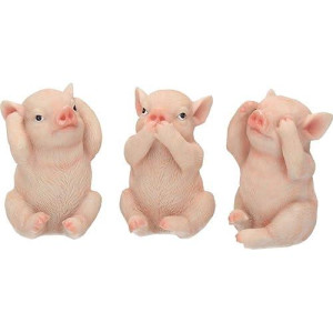 Nemesis Now Three Wise Pigs Figurine 11Cm Pink