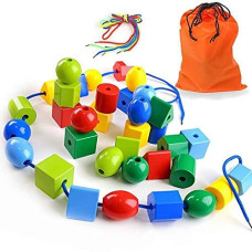 Lovestown Lacing Bead Set Educational Stringing Toy Montessori Toys Autism Toys For Toddlers Kids Preschool Children With 36 Ju