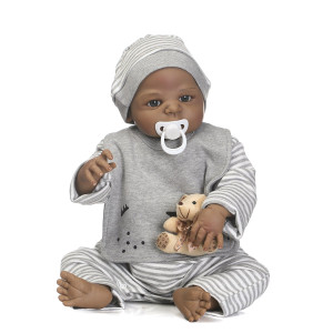 Pedolltree African American Reborn Baby Dolls 22 Inch Silicone Baby Dolls African American Full Body Vinyl Realistic Reborn Doll