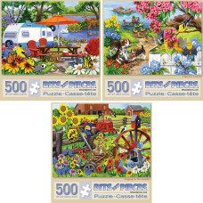 Bits And Pieces Value Set Of Three 3 500 Piece Jigsaw Puzzles For Adults Colorful Flowers Farm And Animal Jigsaws By Art