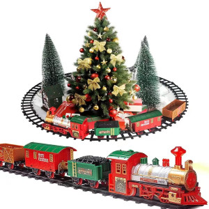 Pusiti Classic Christmas Train Set With Lights And Sounds Railway Tracks Sets Battery Operated Train Toy Models With 115 Ft Tra