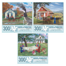 Bits And Pieces Value Set Of Three 3 300 Large Piece Puzzles For Adults Sunny Season Collection By Artist John Sloane Ji