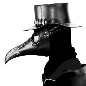 Duduta Leather Plague Doctor Mask Black Death Bird Mask Halloween Scary Plague Dr Costume Party Mask