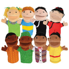 Kaplan Early Learning Diversity Puppets 12 Multicultural People Puppets With Moveable Mouth And Arms Set Of 8