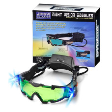 Allomn Spy Night Vision Goggles With Flipout Adjustable Kids Led Night Green Lens Glasses For Hunting Racing Bicycling Skying