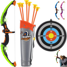 Toyvelt Kids Bow And Arrow Set With Led Lights 10 Suction Arrows Target Quiver Kids Archery Set Toy Bow And Arrow For Kids