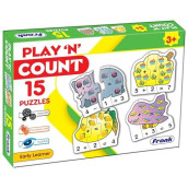 Frank Play n count Puzzle 75 Pieces, 15 Self-correcting 3-Piece Puzzles, Early Learner Educational Jigsaw Puzzle Sets with Images Ages 3 & Above Educational Toys and games