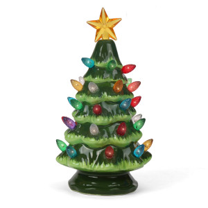 Ceramic Christmas Tree Tabletop Christmas Tree With Lights 675 Inch Small Green Christmas Tree Multicolored Lights Li