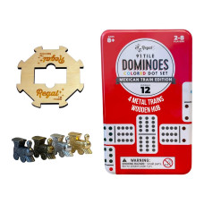 Regal Games Mexican Train Double 12 Dominoes Set For Adults Kids Domino Game With 91 Tiles Colored Dots 4 Metal Trains 2