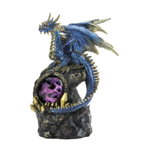 Blue Dragon On Rocks Statue 6X55X825