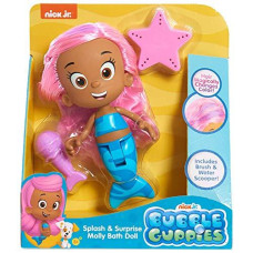 Nick Jr - Bubble guppies Splash & Surprise Molly Bath Doll - Hair Magically changes colors, Includes Brush & Water Scooper