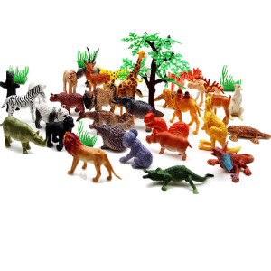 Baivyle Safari Animals Figures Toys53 Piece Mini Realistic Wild Vinyl Plastic Farm Animal Toys Set Animal Party Favors Zoo Ani