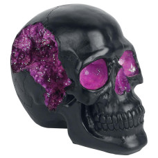 Nemesis Now Geode Skull Figurine 17Cm Resin Black Purple