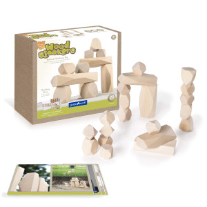 Guidecraft Wood Stackers Standing Stones 20 Natural Building Blocks Set For Kids Educational Learning Toy