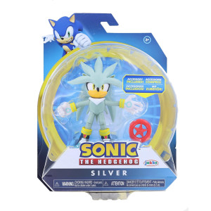 Sonic the Hedgehog 4 Inch Figure Silver (Modern) with Red Star Ring