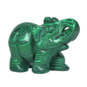 Justinstones Synthetic Malachite Carved Elephant Crystal Animal Totem Spirit Stone Figurine 2 Inch