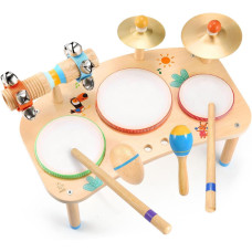 OATHX Kids Wooden Drum Set - 11 in 1 Musical Toys for Ages