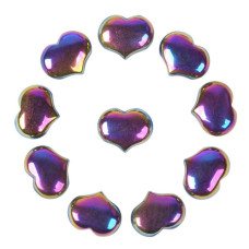 Justinstones Coated Rainbow Hematite Gemstone Healing Crystal 1 Inch Mini Puffy Heart Pocket Stone Iron Gift Box Pack Of 10