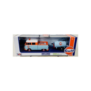 Volkswagen Service Pickup Truck With Plastic Oil Tank Gulf Oil 124 Diecast Model Car By Motormax 79610