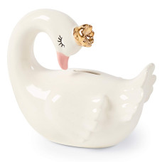 Mud Pie Sculpted Ceramic Swan Bank Nursery Decor Whitegrey